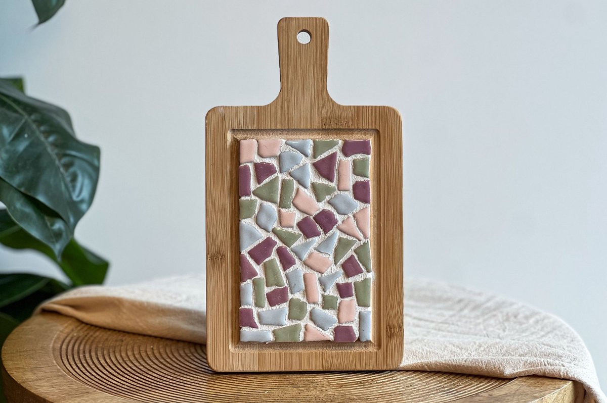 Little Creations LC DIY Pakket Mozaïek Borrelplank klein Pastel – Hobbypakket volwassenen - Knutselpakket voor volwassenen - Creatief Knutselpakket- mozaiek pakket