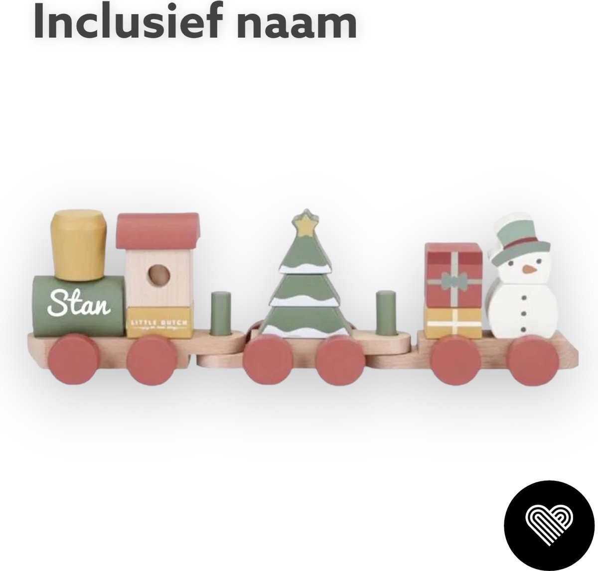 Little Dutch - Blokkentrein - Kerst - Inclusief naam