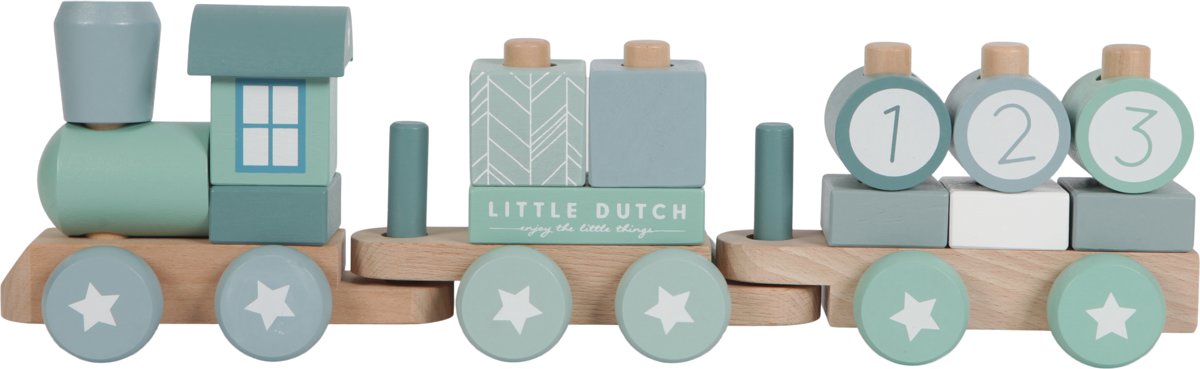 Little Dutch Blokkentrein Adventure blue beuken