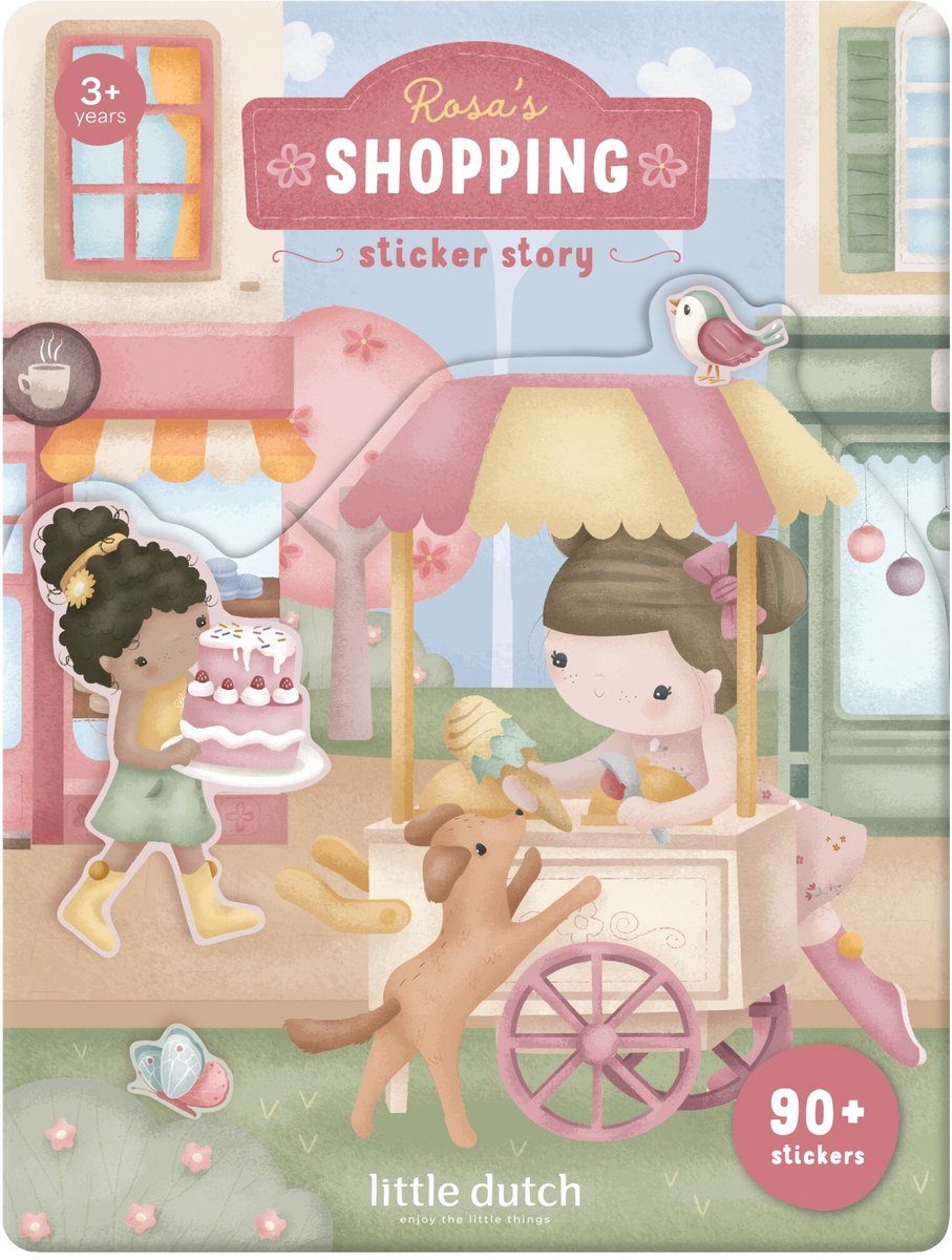 Little Dutch stickerboekje Rosa & Friends - 90+ stickers met speelachtergrond - creatief speelgoed vanaf 3 jaar