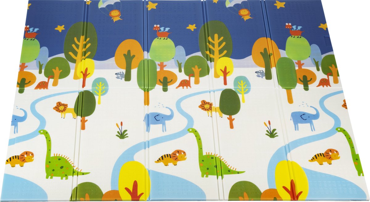 Little Hippo® Speelmat 200x180cm - Foam Speelkleed Dinos - Dubbelzijdige XXL - Kinder/Baby Speelmat - Opvouwbaar - Anti-slip