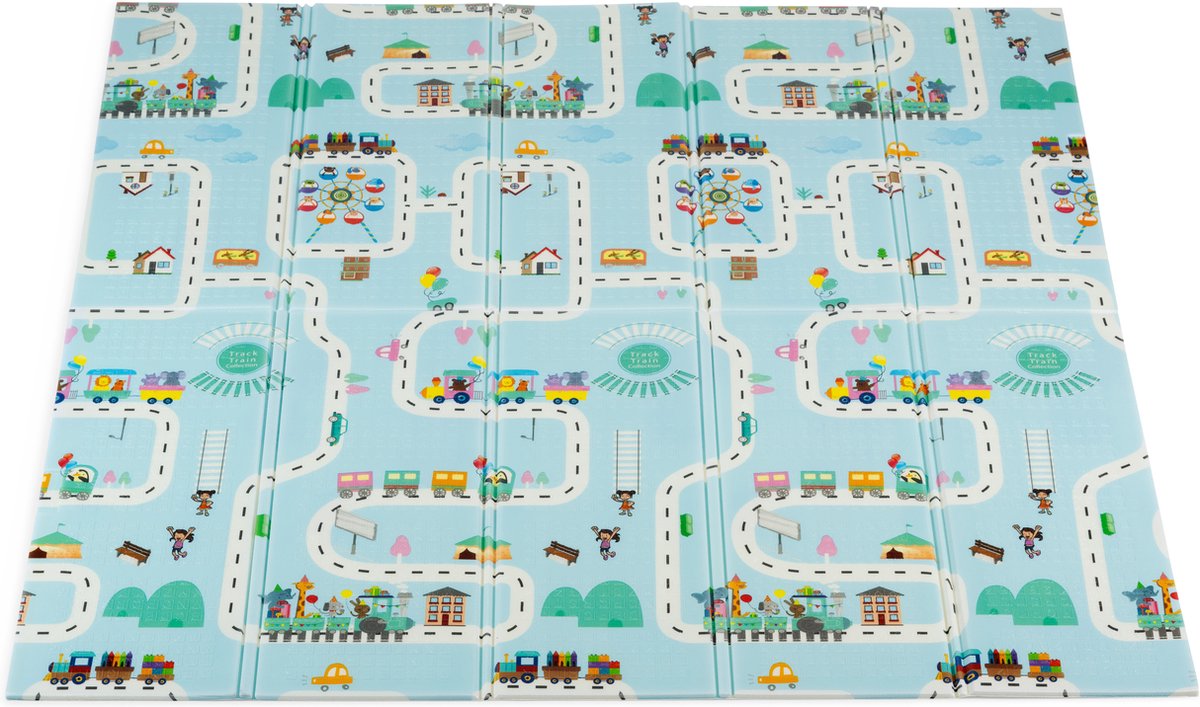 Little Hippo® Speelmat 200x180cm - Foam Speelkleed Roads - Dubbelzijdige XXL - Kinder/Baby Speelmat - Opvouwbaar - Anti-slip