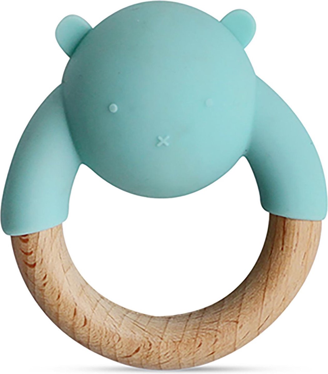 Little Rawr -   - Bijtringen - Siliconen + Hout - Dieren - Groen
