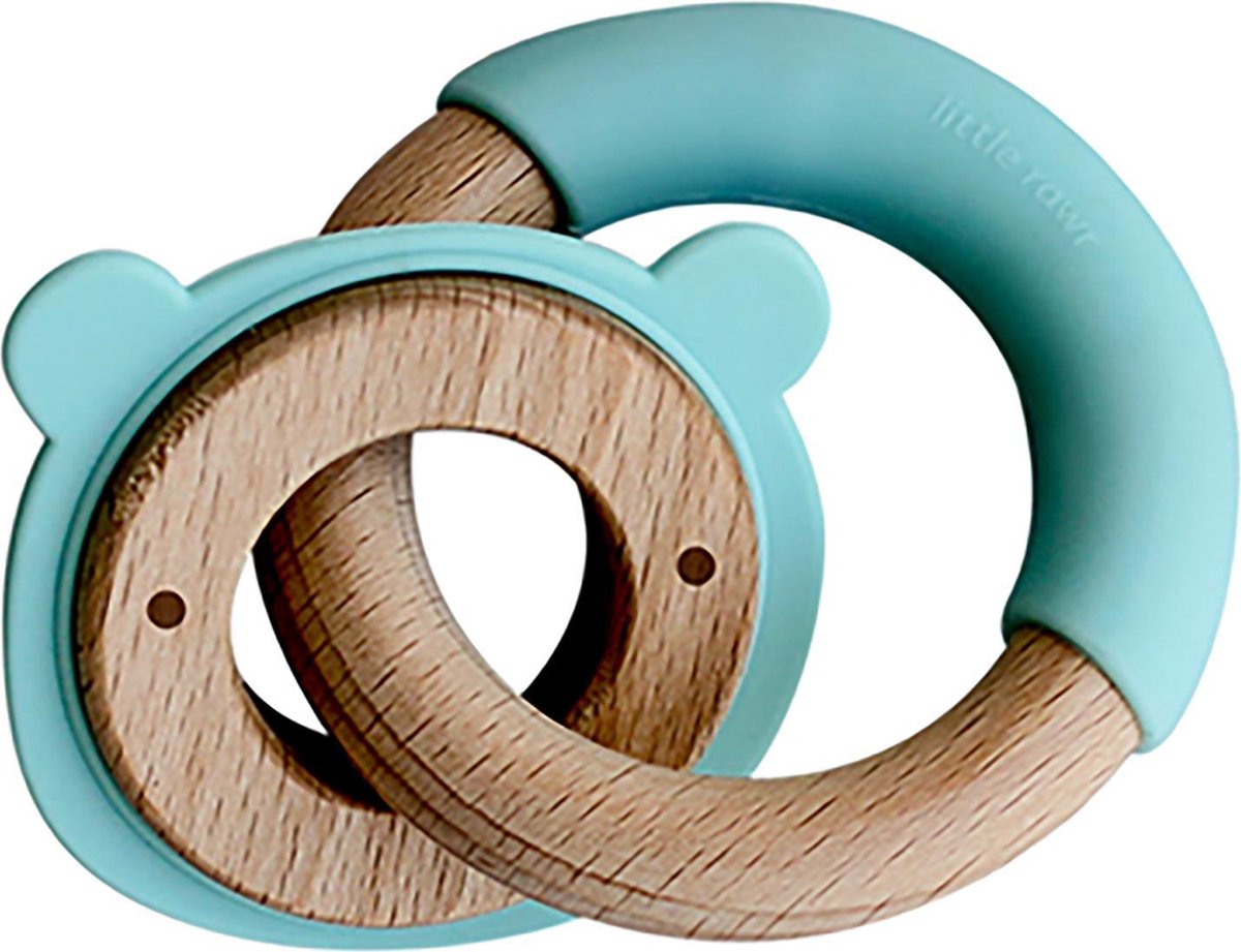 Little Rawr -   - Bijtringen - Siliconen + Hout - Dieren - Groen