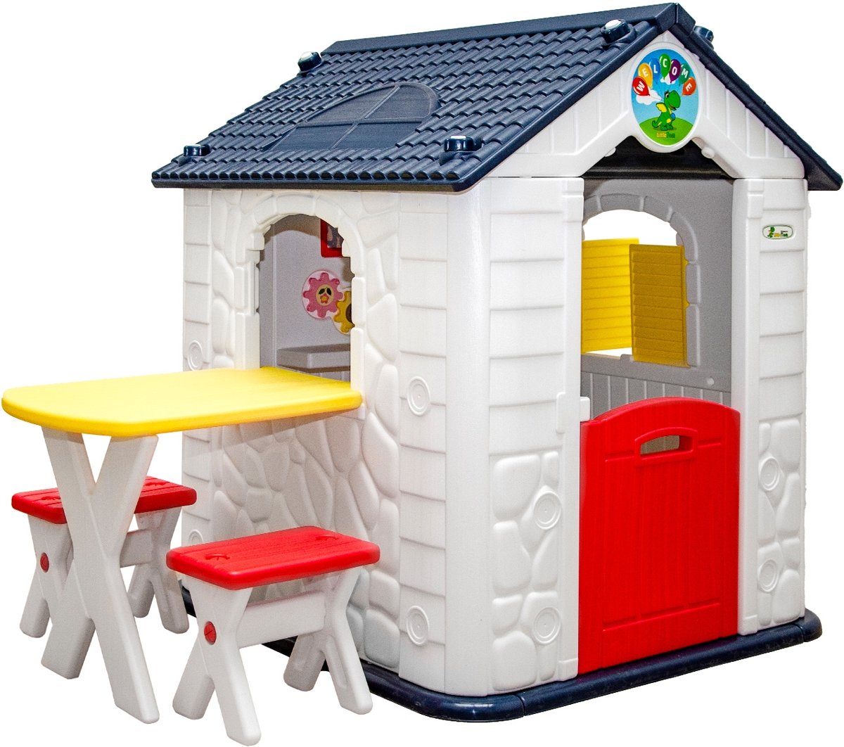 Kinderspeelhuisje van 1 - Tuinkinderhuisje met tafel - Plastic speelhuisje voor kinderen