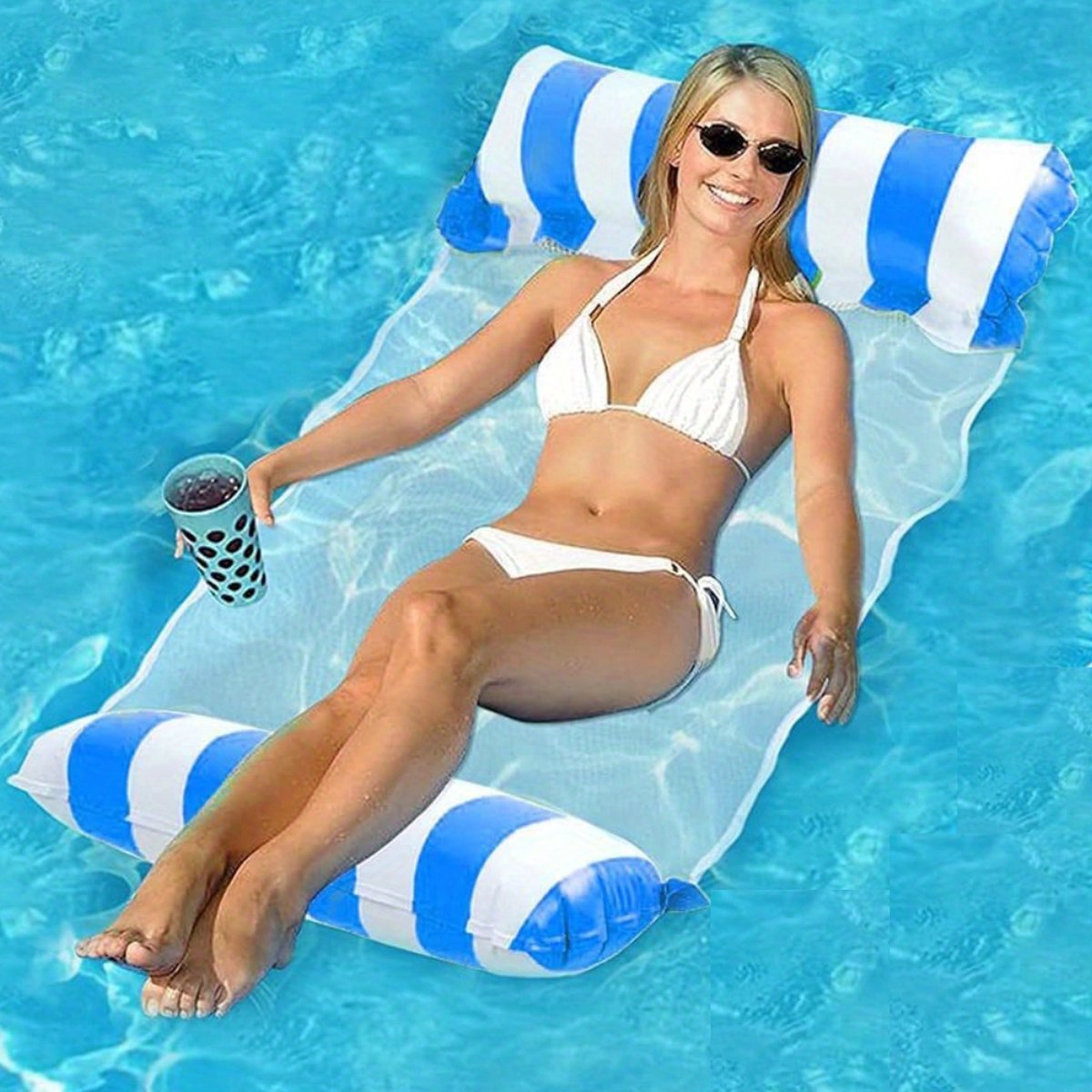   Drijfmat - Zomerspeelgoed - Waterspeelgoed - Strandspeelgoed - Zwembad - Zwemmen - Zomer - Speelgoed - Blauw