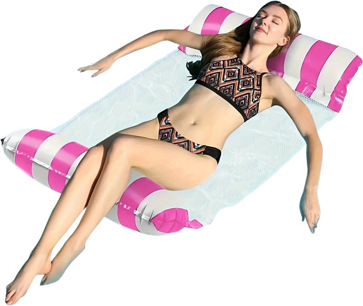   Luxe Waterhangmat - Luchtbed Zwembad - Luchtmatras Opblaasbaar - Water Hangmat - Aqua Lounge - Roze