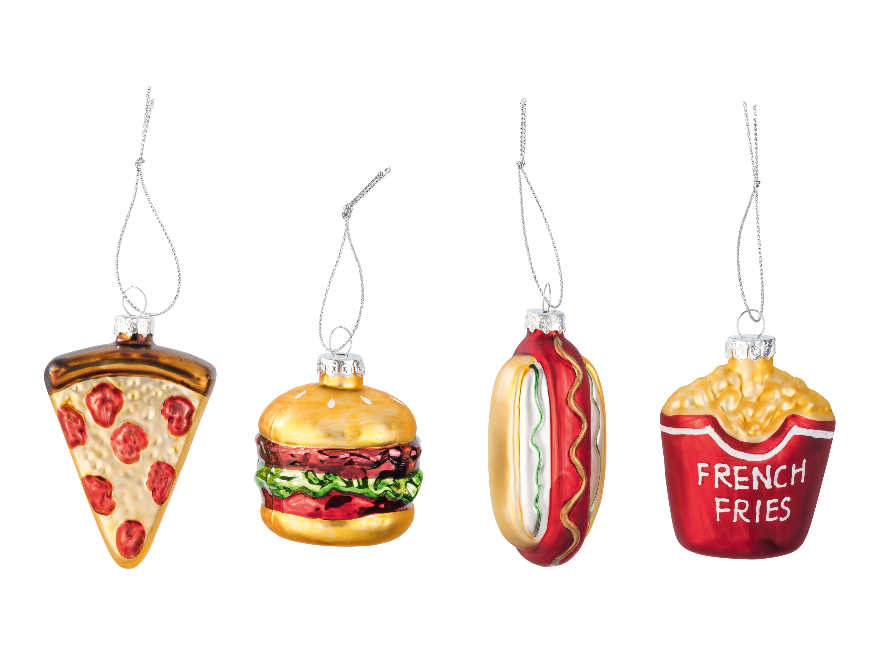 LIVARNO home Kerstboomversiering Glas (4 stuks) (Set van 4 fastfood glazen ornamenten)