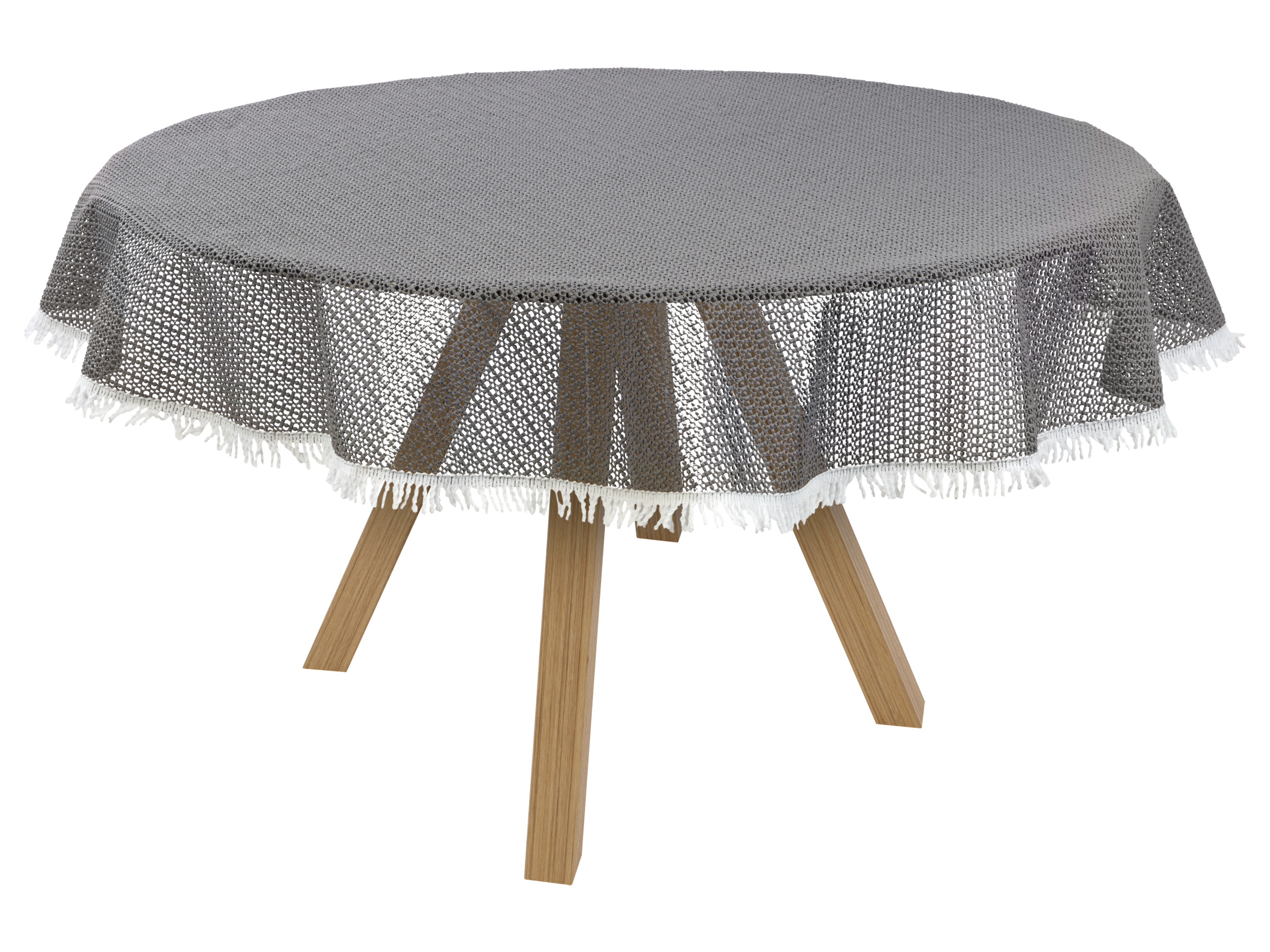 LIVARNO home Tuintafelkleed 130 x 160 cm (Rond, Grijs)