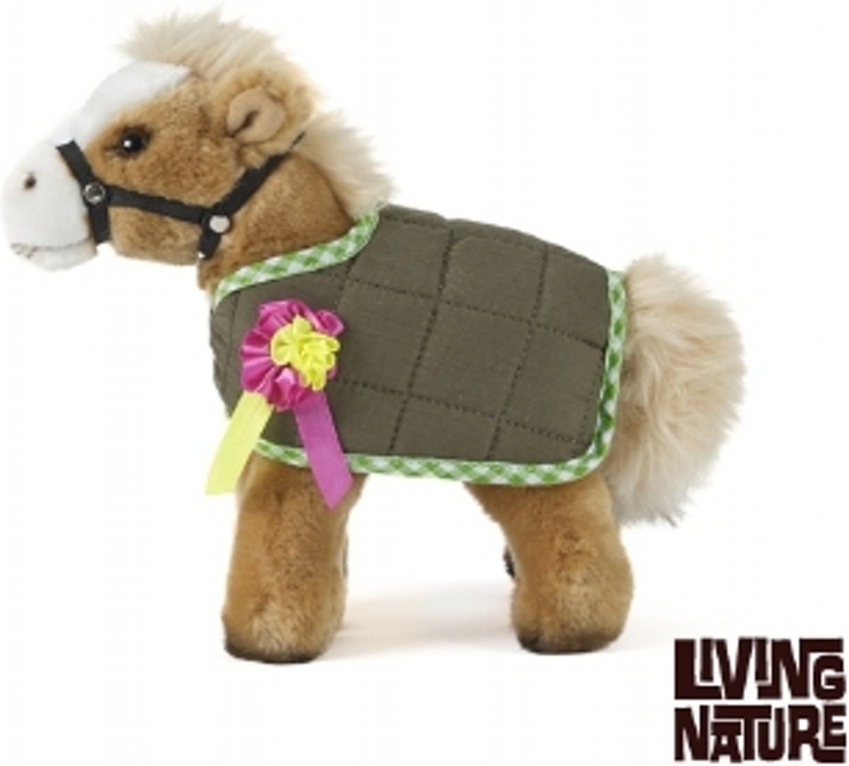 Knuffel Paard met groen dekje, Living Nature