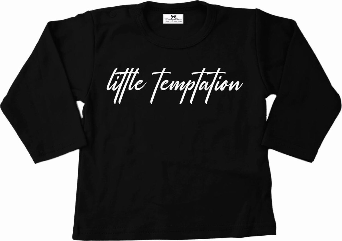 Baby-Peuter T-shirt- lange mouw-Kraamcadeau-orginele cadeau baby T-shirt-Baby en Peuter Little Temptation shirt-Maat 92