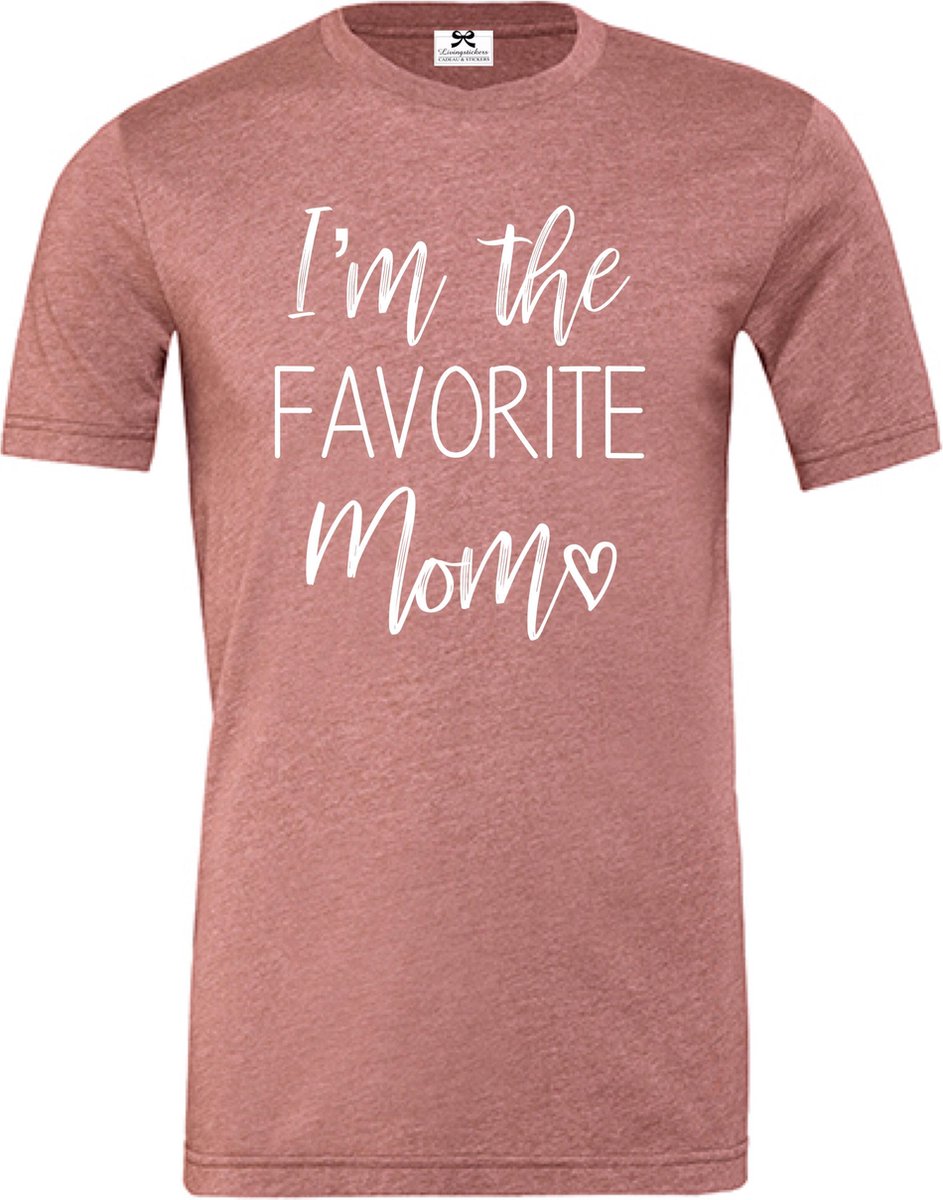 Dames t-shirt im the favorite mom-mauve-Maat L