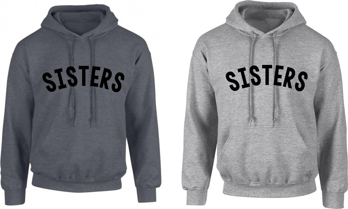 Hoodie set Sisters-Donkergrijs-Licht grijs-Maat S