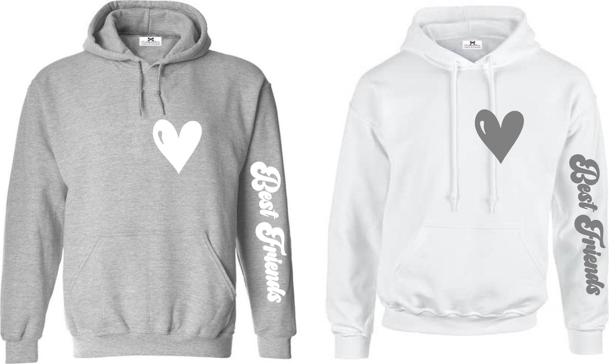 Hoodie set wit en grijs-vriendschap-best friends-Maat L