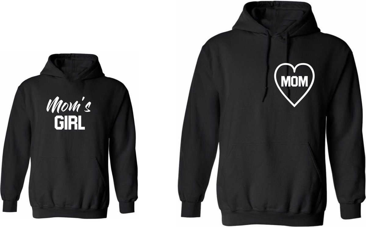 Hoodie voor dochter twinning-Moms girl-Mom-Maat 3/4 jaar