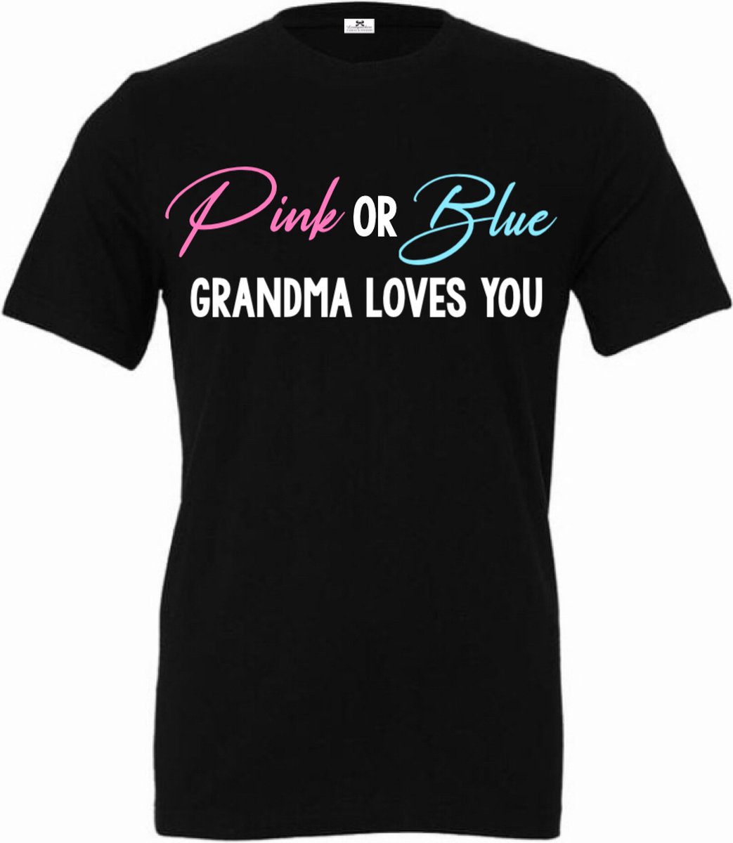 Shirt Pink or Blue grandma loves you-gender reveal bekendmaking shirt voor een baby jongen en meisje-Maat Xl