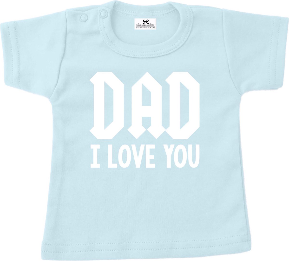 Shirt baby dreumes-Papa ik hou van jou-blauw-wit-Maat 104