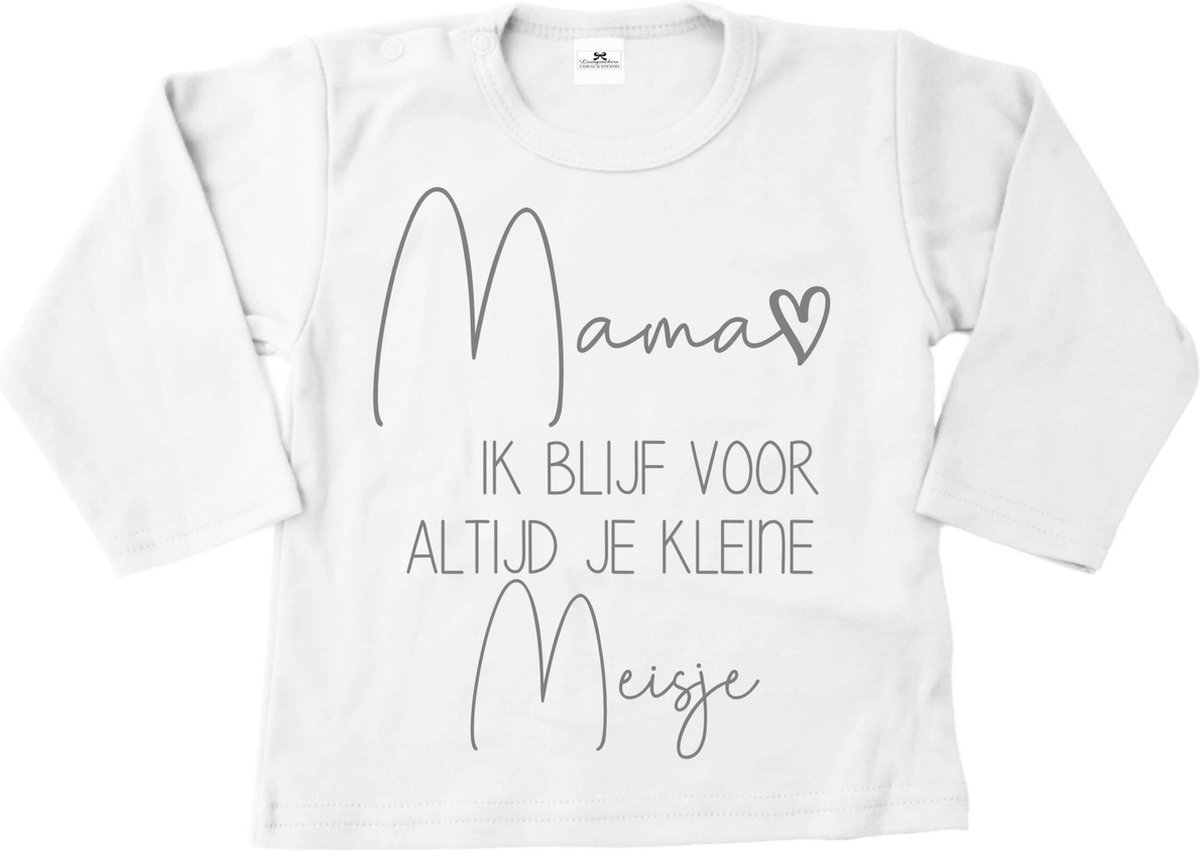 Shirt baby-dreumes-mama ik blijf voor altijd je kleine meisje-wit-zilver-Maat 62