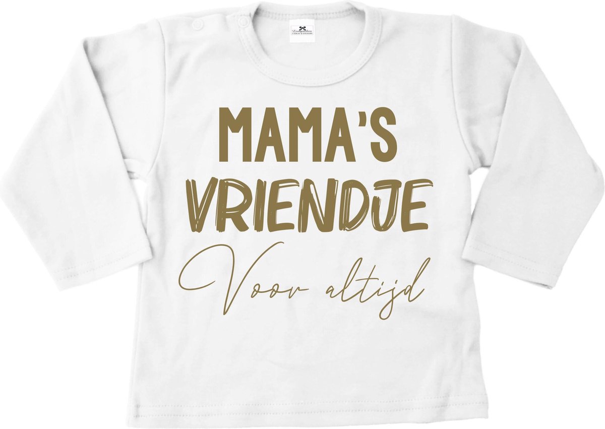 Shirt baby-dreumes-mamas vriendje voor altijd-wit-goud-Maat 104