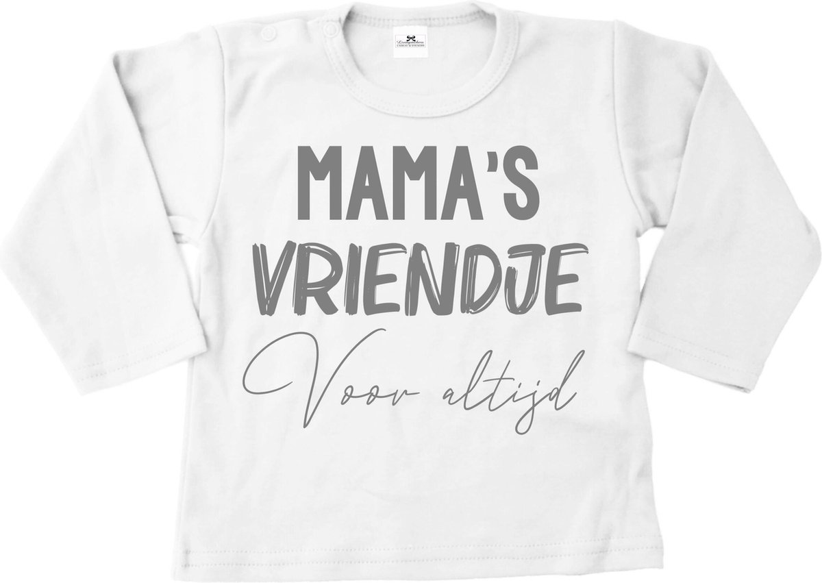 Shirt baby-dreumes-mamas vriendje voor altijd-wit-zilver-Maat 104