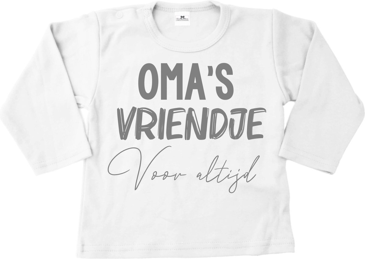 Shirt baby-dreumes-omas vriendje voor altijd-wit-zilver-Maat 104