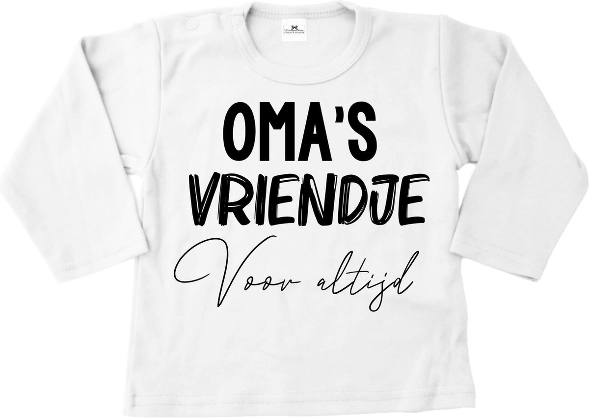 Shirt baby-dreumes-omas vriendje voor altijd-wit-zwart-Maat 104