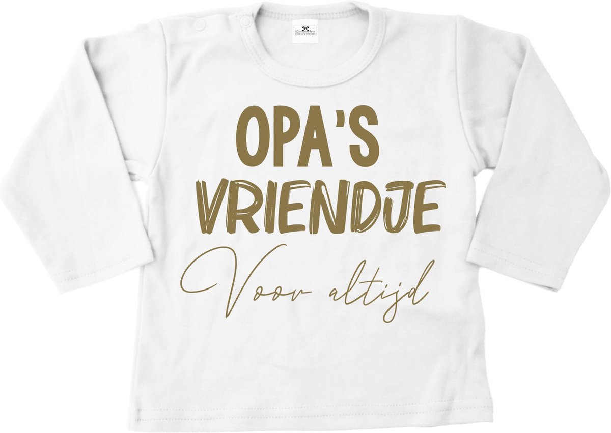 Shirt baby-dreumes-opas vriendje voor altijd-wit-goud-Maat 104