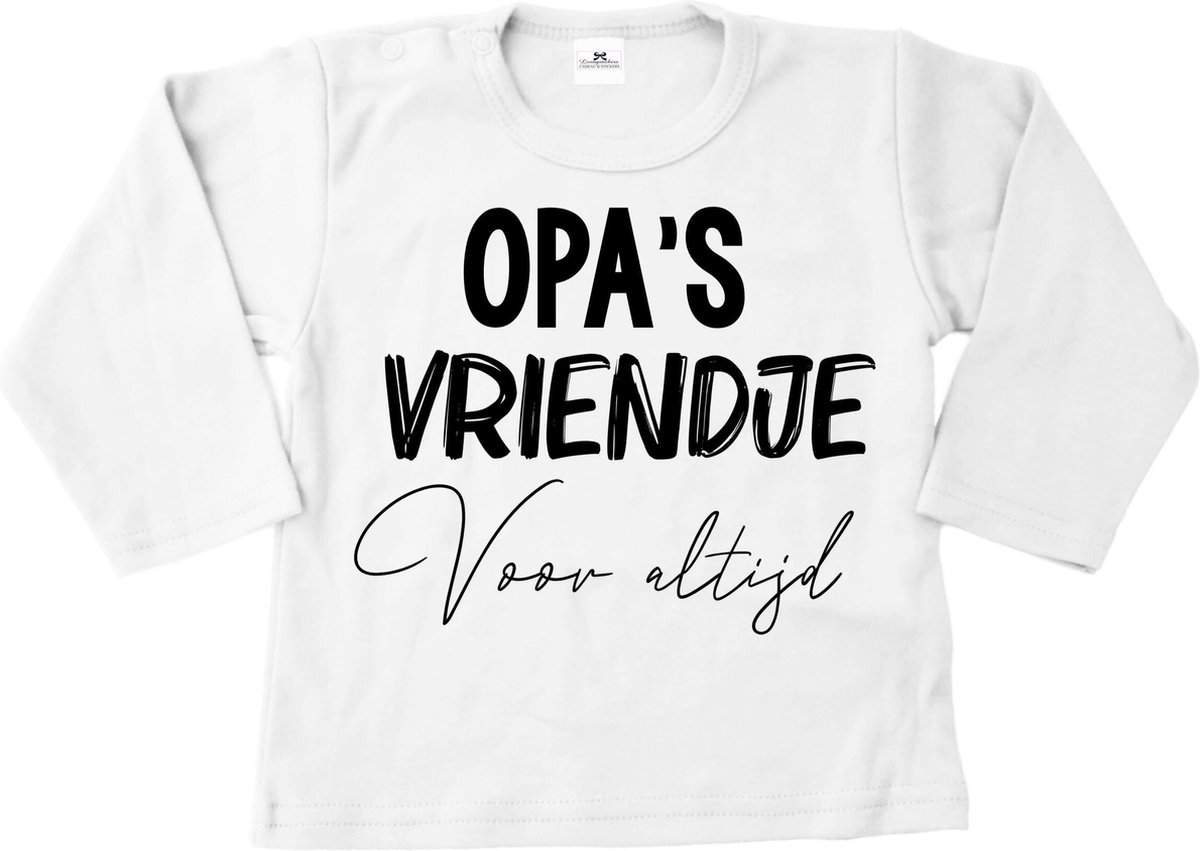 Shirt baby-dreumes-opas vriendje voor altijd-wit-zwart-Maat 104