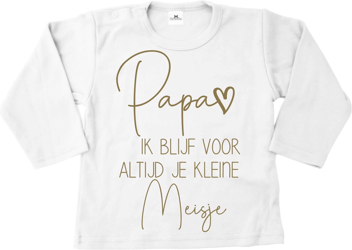 Shirt baby-dreumes-papa ik blijf voor altijd je kleine meisje-wit-goud-Maat 56