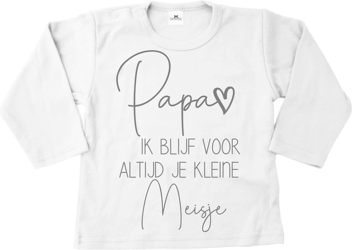 Shirt baby-dreumes-papa ik blijf voor altijd je kleine meisje-wit-zilver-Maat 104