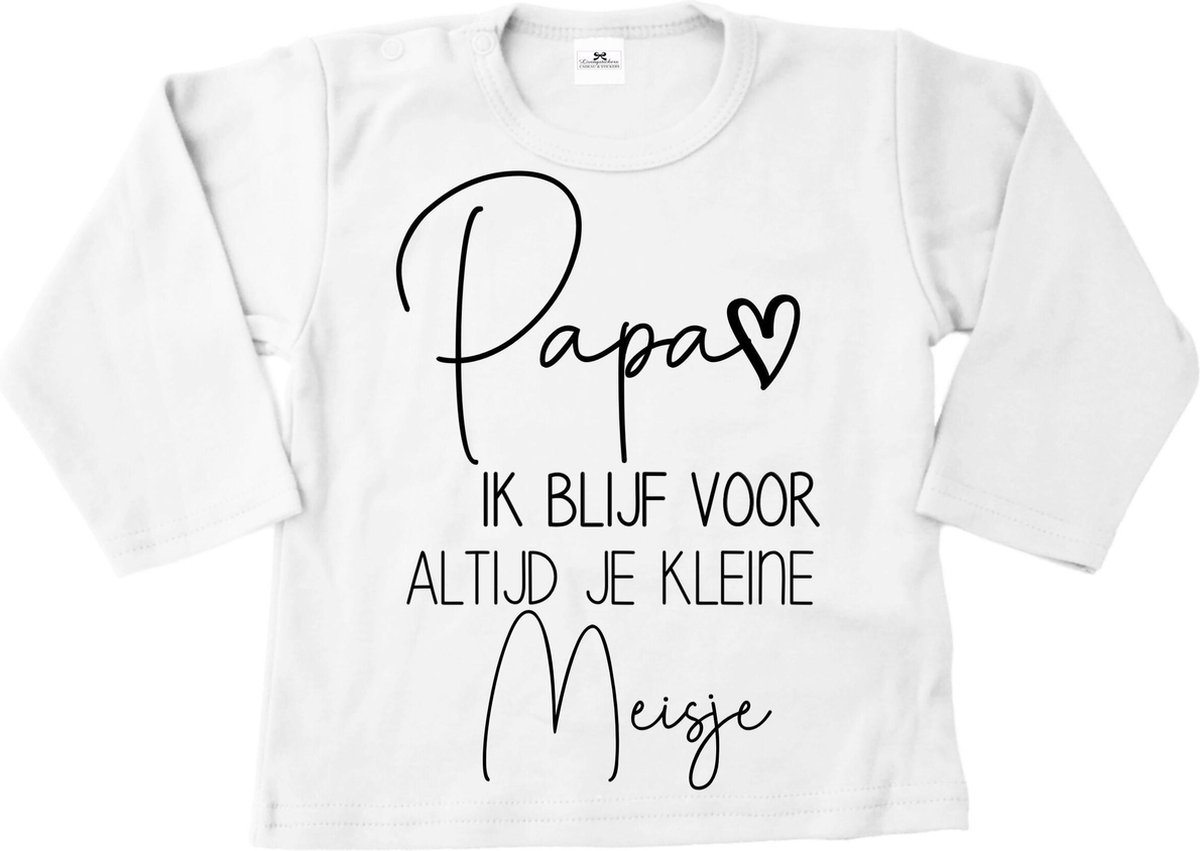 Shirt baby-dreumes-papa ik blijf voor altijd je kleine meisje-wit-zwart-Maat 104