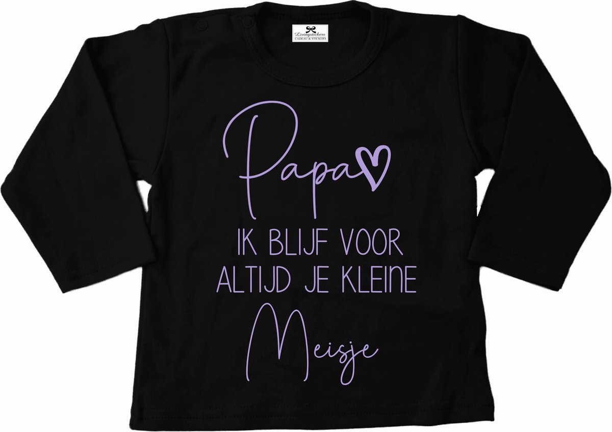 Shirt baby-dreumes-papa ik blijf voor altijd je kleine meisje-zwart-lila-Maat 104