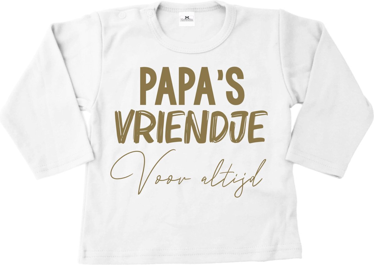 Shirt baby-dreumes-papas vriendje voor altijd-wit-goud-Maat 104