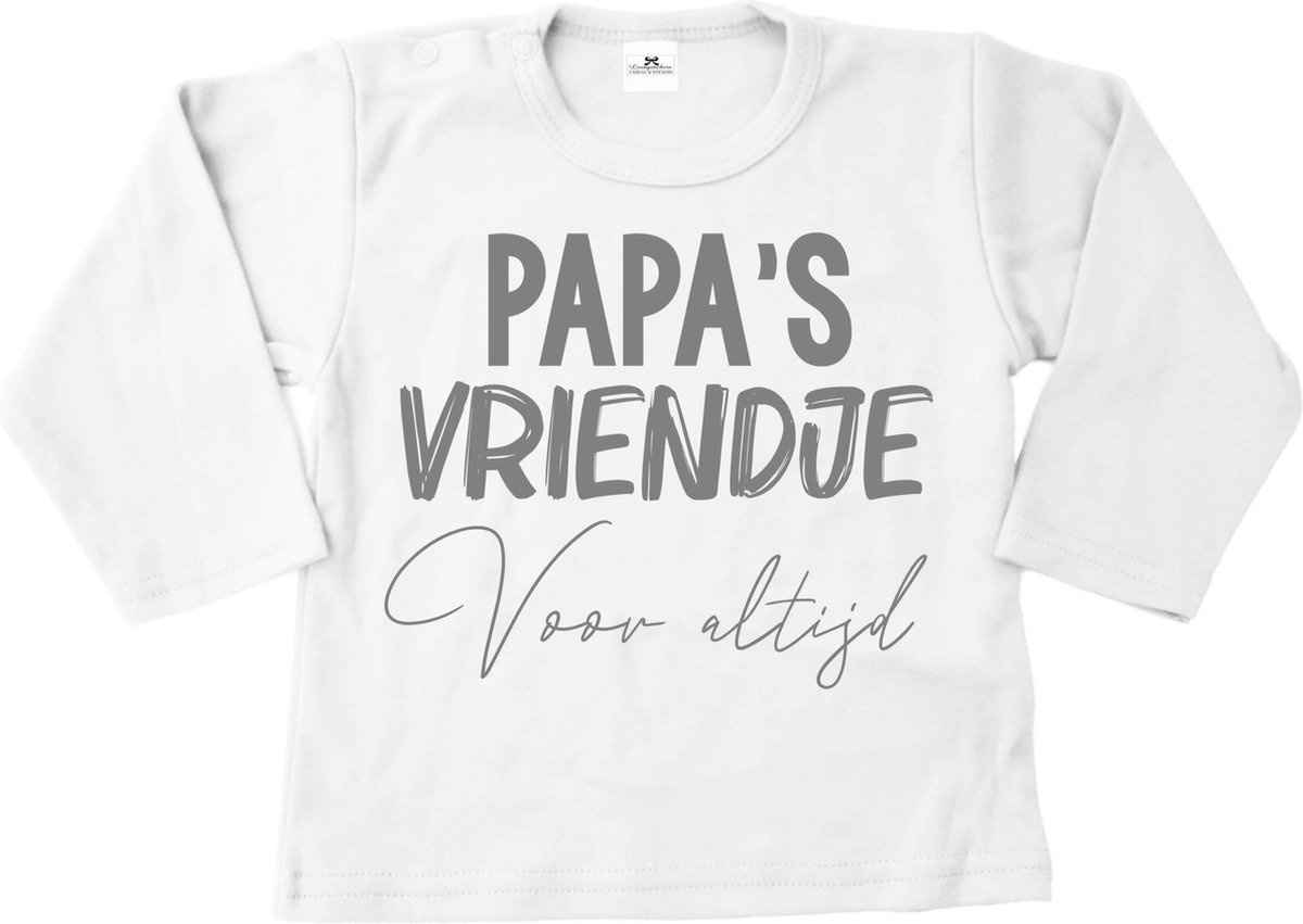 Shirt baby-dreumes-papas vriendje voor altijd-wit-zilver-Maat 68