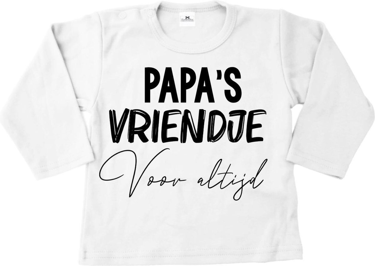 Shirt baby-dreumes-papas vriendje voor altijd-wit-zwart-Maat 56