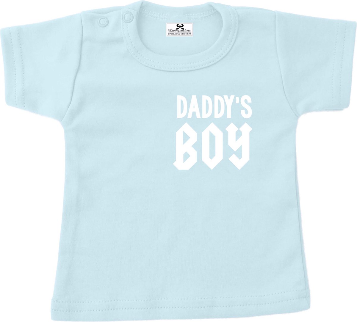 Shirt baby dreumes vaderdag-Daddys boy-blauw-wit-Maat 104