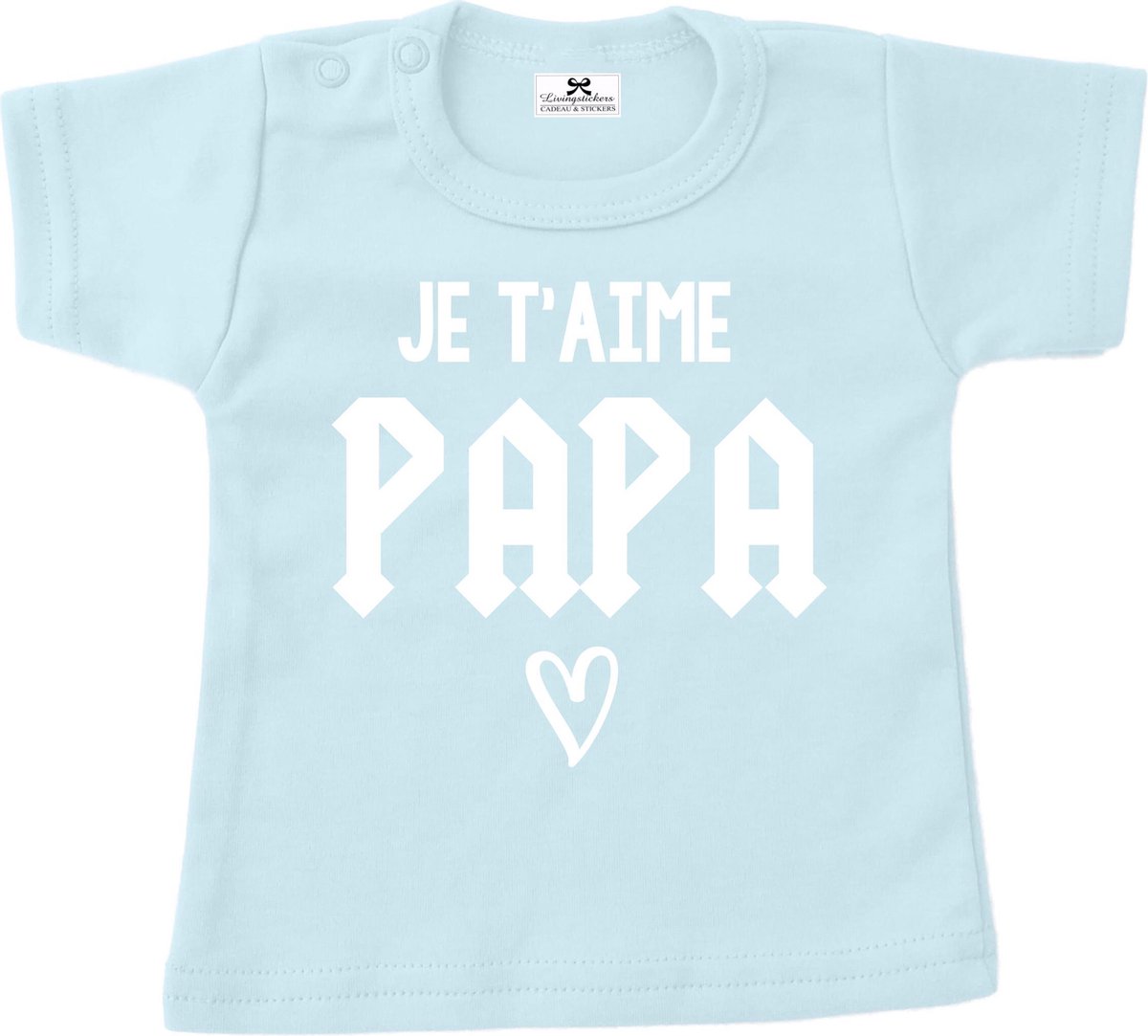 Shirt baby dreumes vaderdag-Je Taime papa-blauw-wit-Maat 104