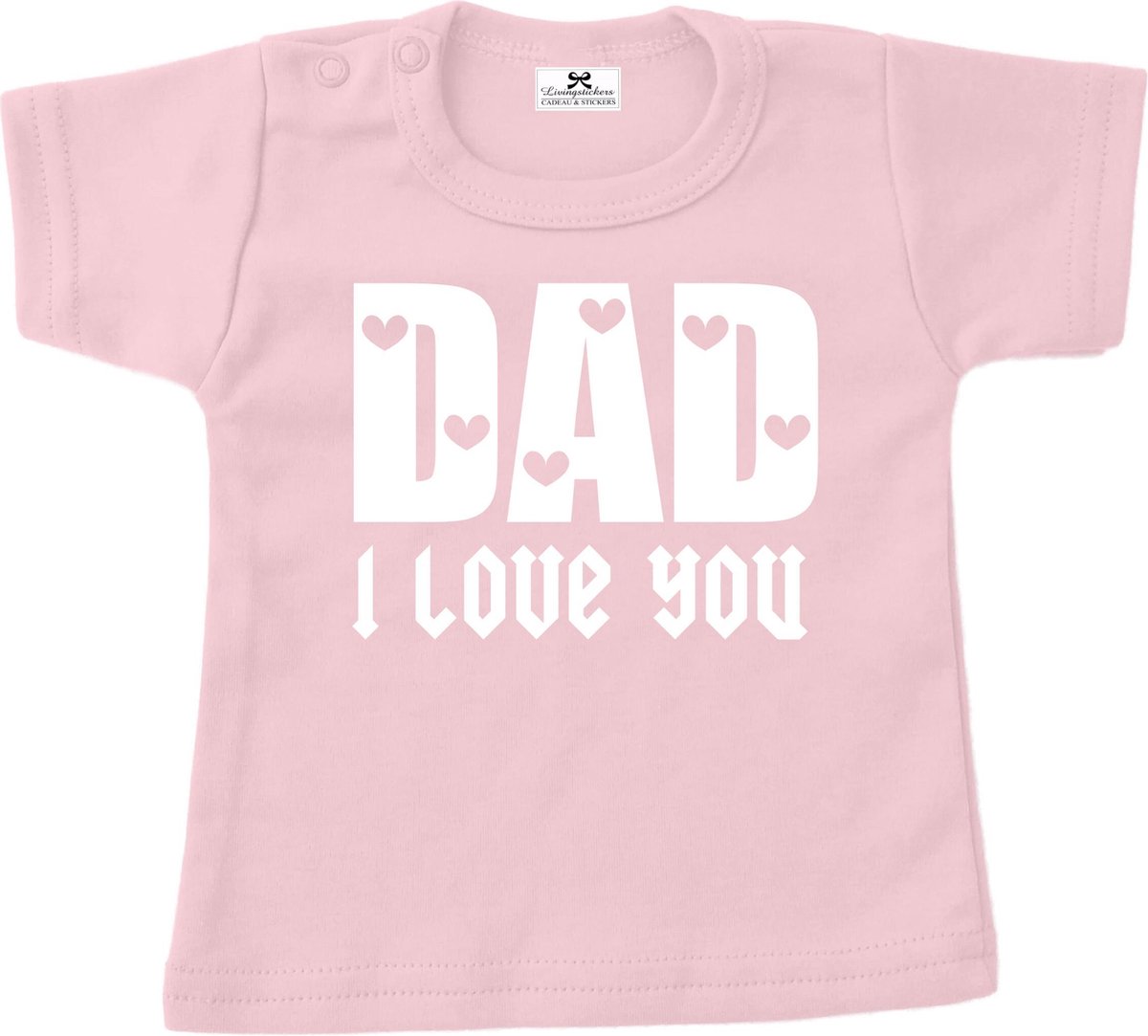 Shirt baby dreumes-vaderdag--papa ik hou van jou-roze-wit-Maat 98