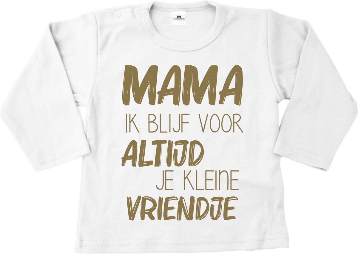 Shirt jongen-wit-goud-mama ik blijf voor altijd je kleine vriendje-Maat 56