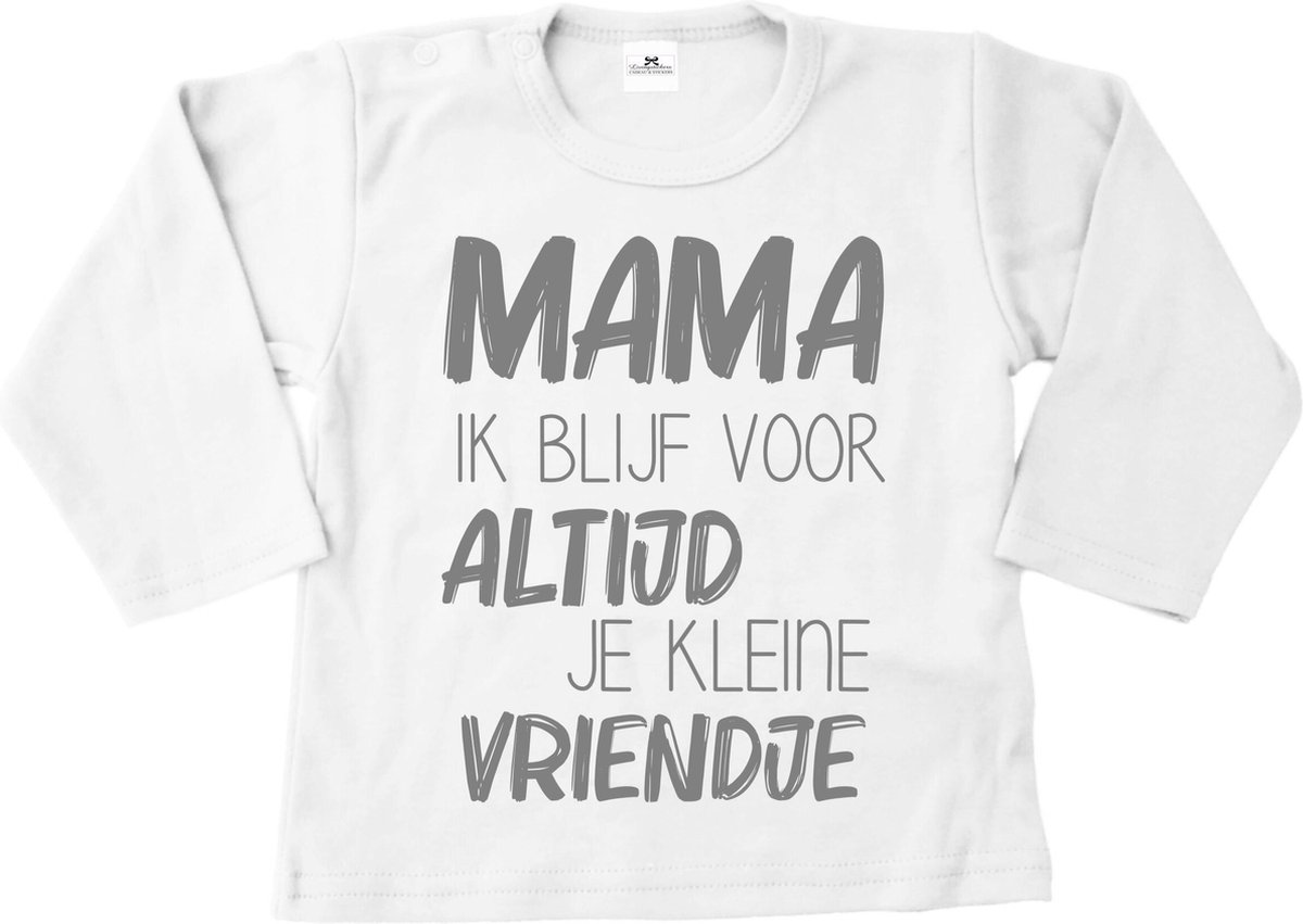 Shirt jongen-wit-zilver-mama ik blijf voor altijd je kleine vriendje-Maat 104