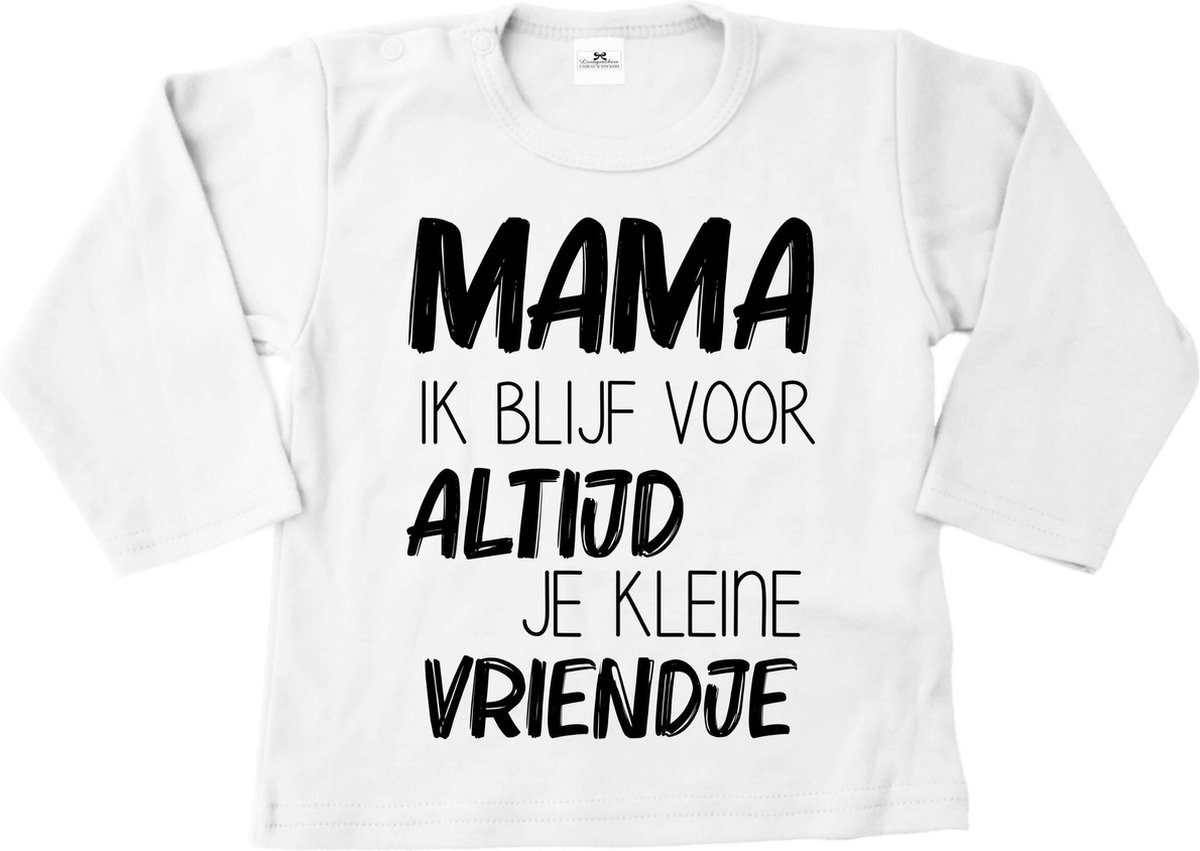 Shirt jongen-wit-zwart-mama ik blijf voor altijd je kleine vriendje-Maat 56