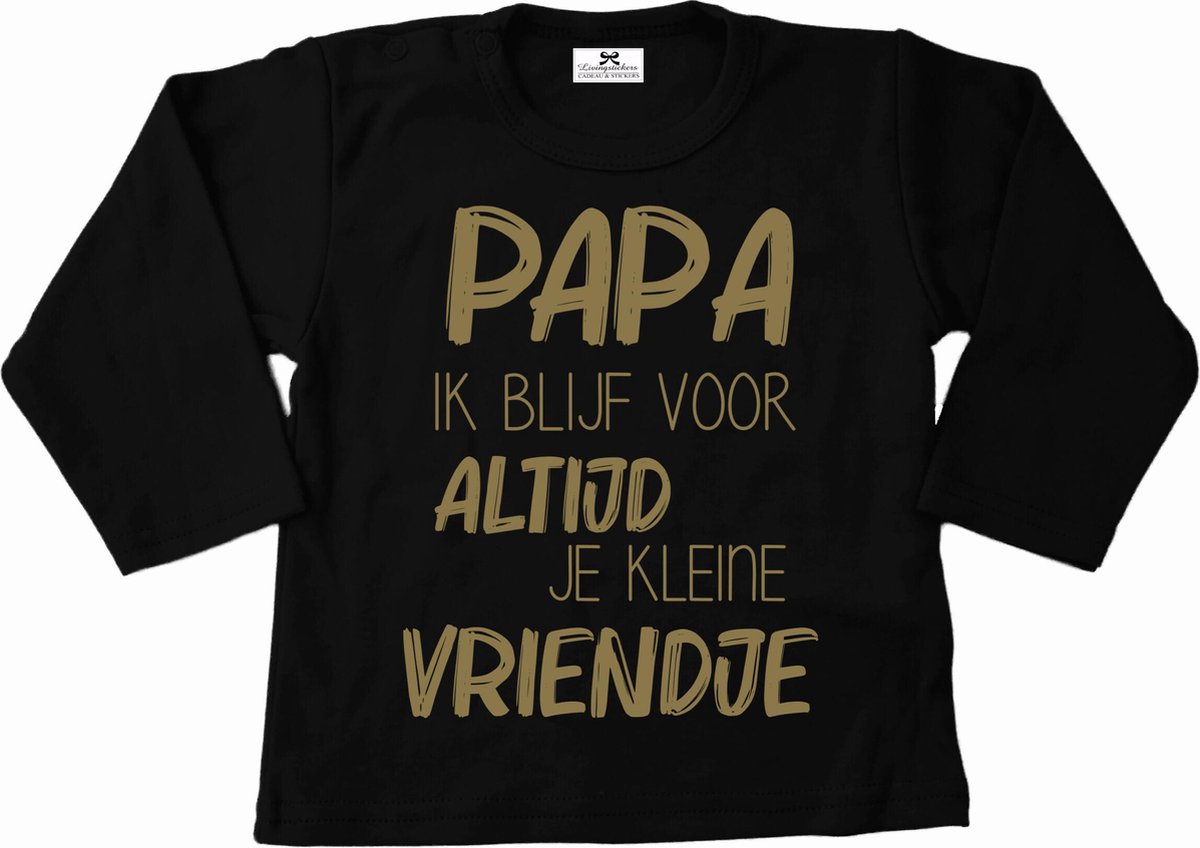 Shirt jongen-zwart-goud-papa ik blijf voor altijd je kleine vriendje-Maat 80