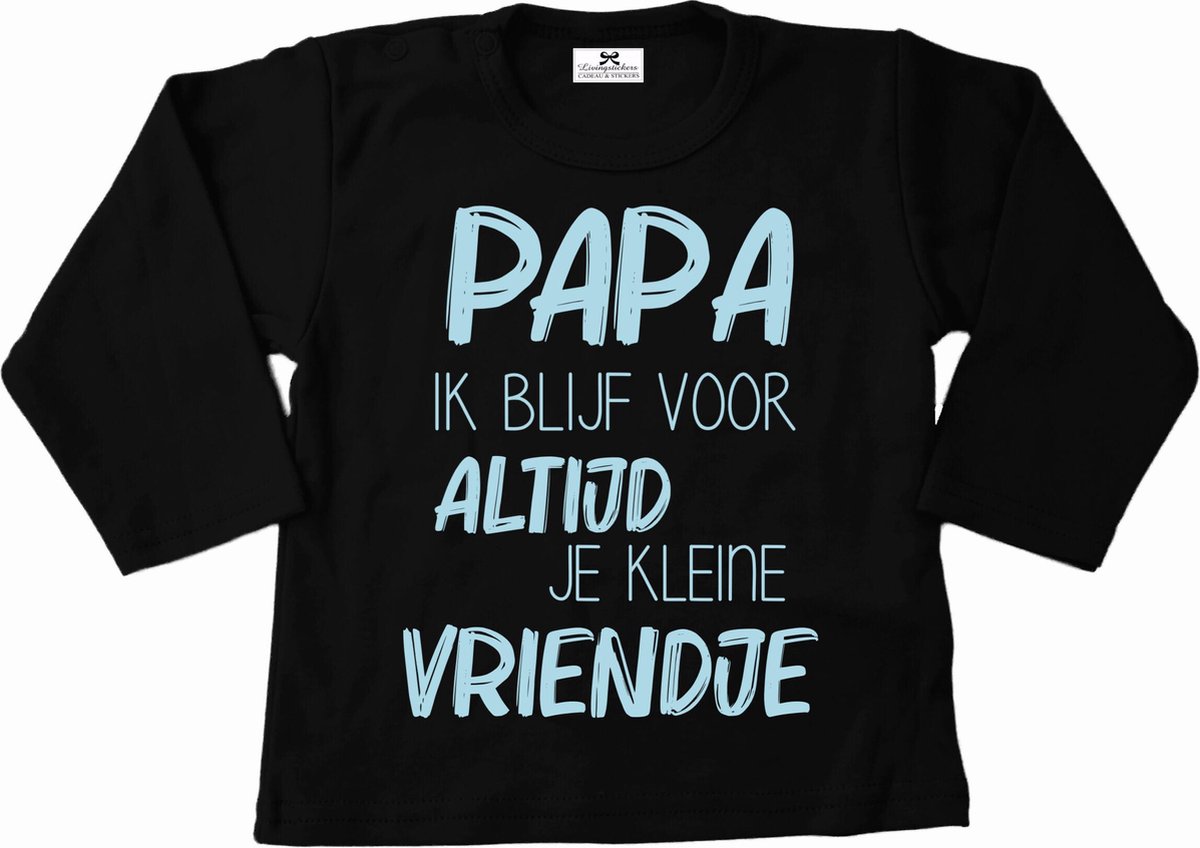 Shirt jongen-zwart-licht blauw-papa ik blijf voor altijd je kleine vriendje-Maat 62