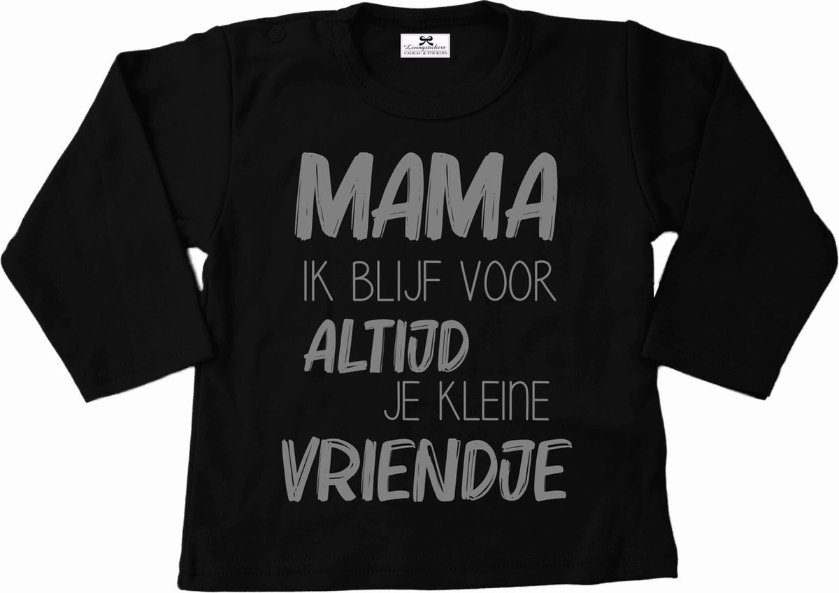 Shirt jongen-zwart met zilver-mama ik blijf voor altijd je kleine vriendje-Maat 104