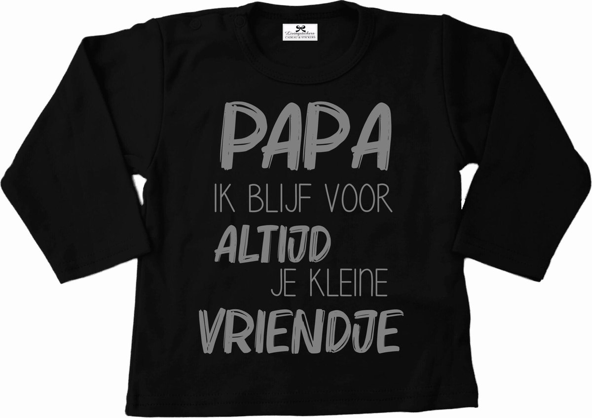 Shirt jongen-zwart-zilver-papa ik blijf voor altijd je kleine vriendje-Maat 56