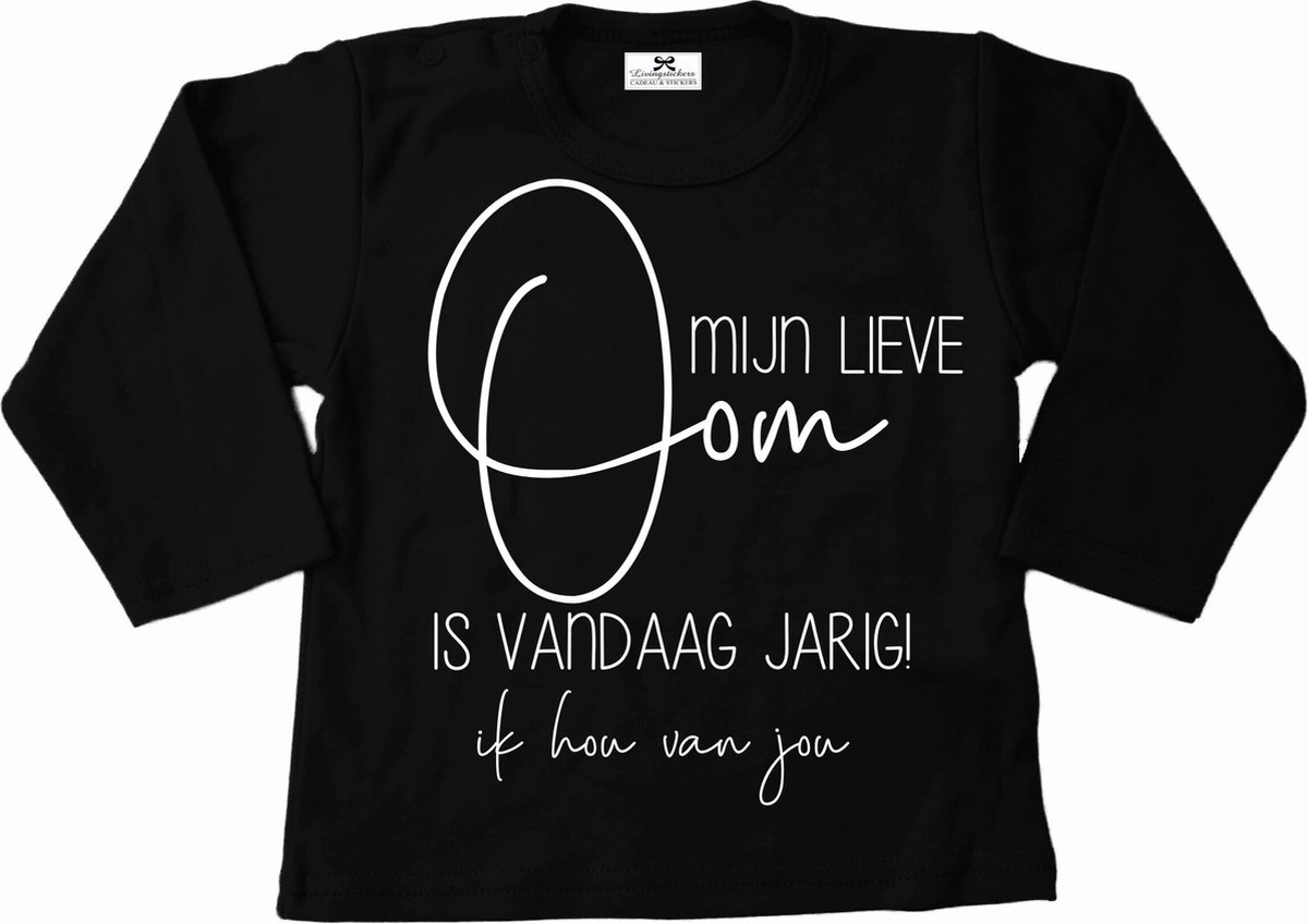 Shirt kind-Hoera mijn lieve oom is vandaag jarig-Maat 56