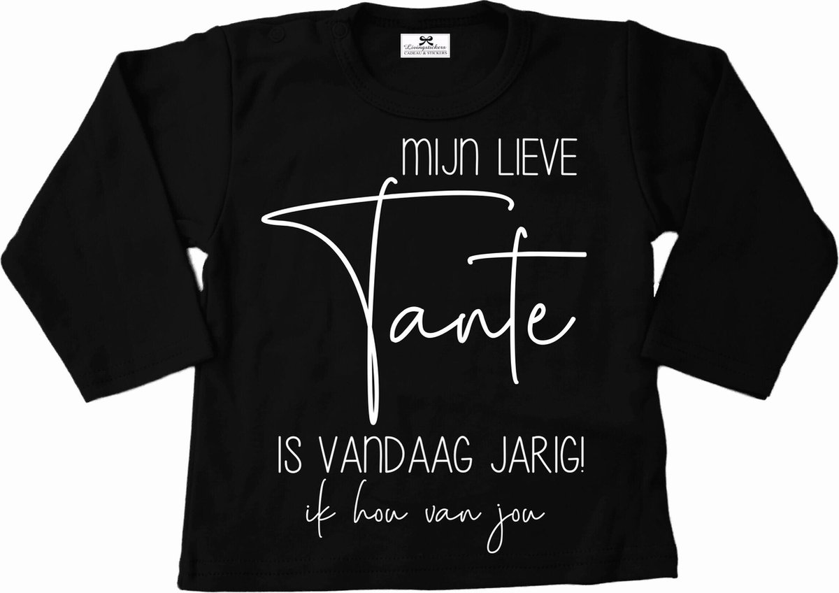 Shirt kind-Hoera mijn lieve tante is vandaag jarig-Maat 56