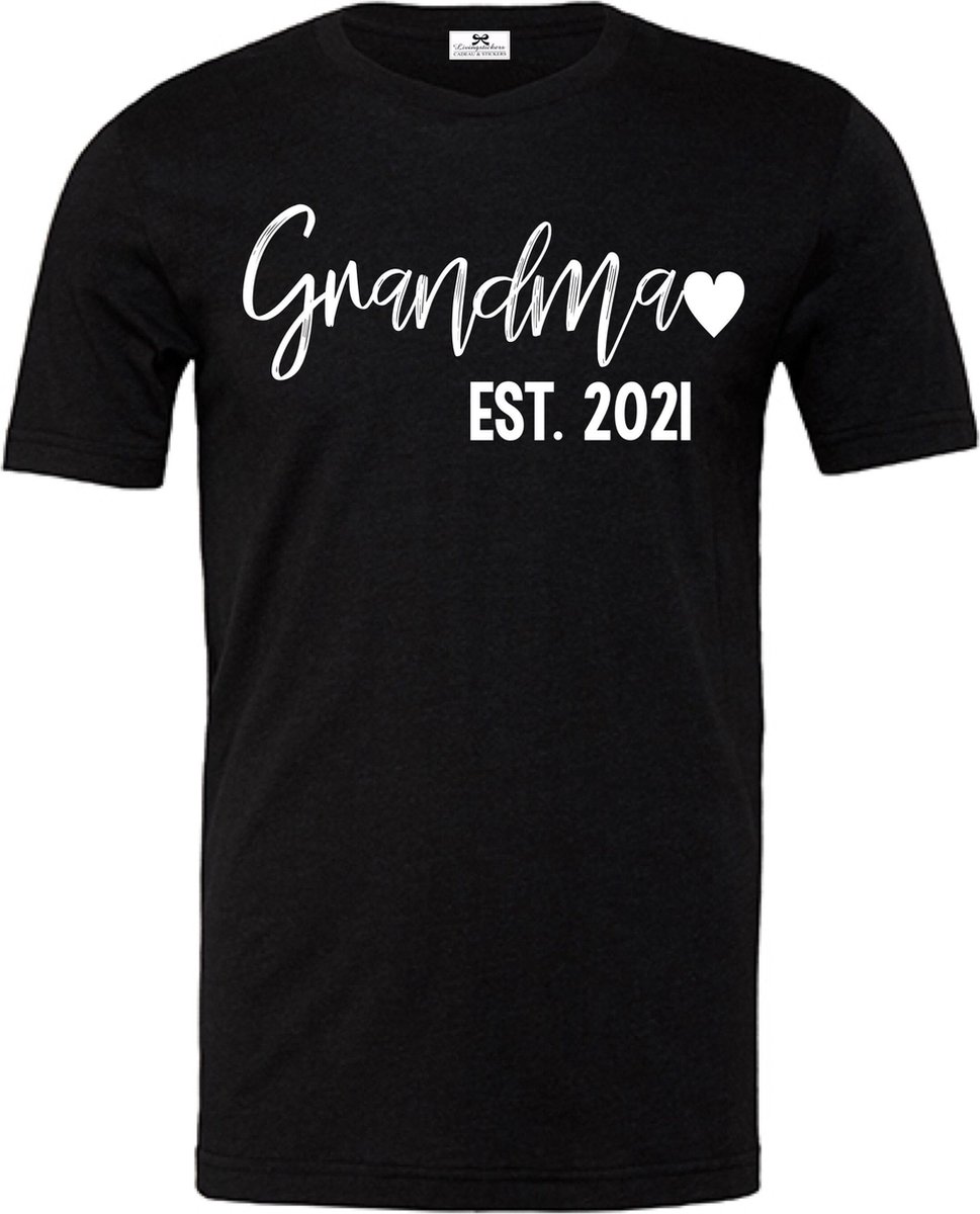 Shirt korte mouw voor oma-grandma est 2021-zwart-wit-Maat L