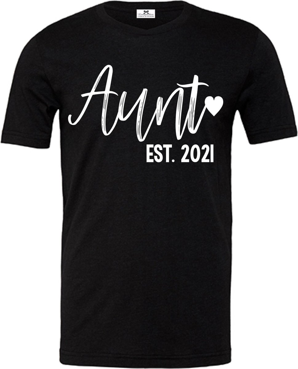 Shirt korte mouw voor tante-auntie est 2021-zwart-wit-Maat L