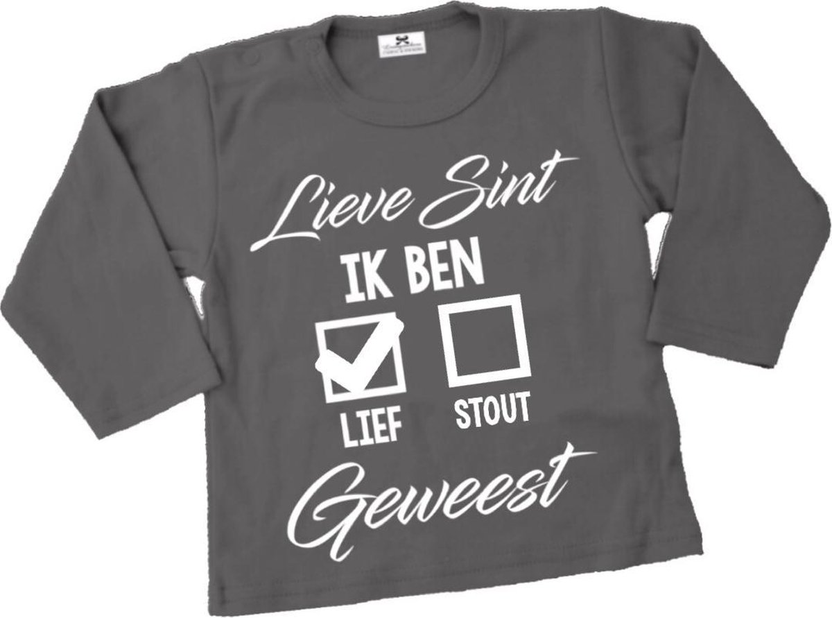 Shirt lange mouw-sinterklaas-lieve sint ik ben lief geweest-Maat 74